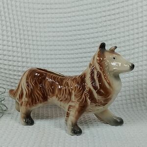 Vintage MCM Collie/Lassie Dog Planter Brown/Cream/Black